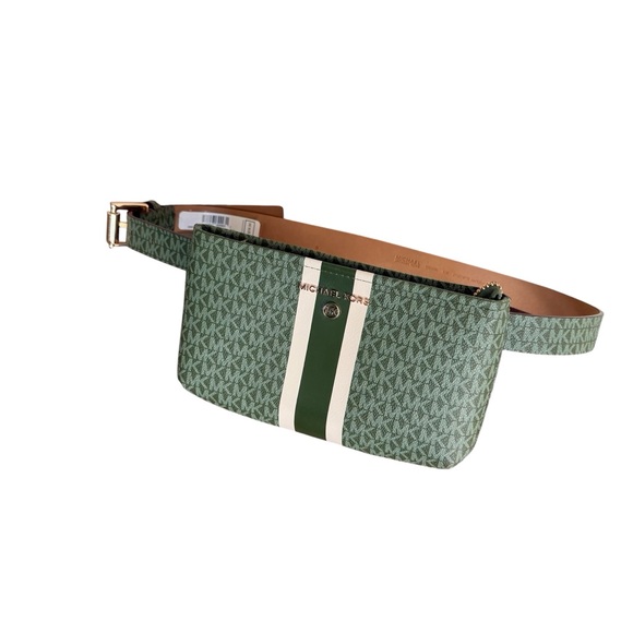 Michael Kors Handbags - Michael Kors Green MK Signature Stripe Belt Bag